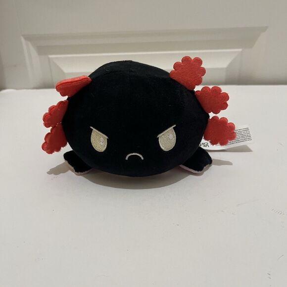 TeeTurtle 5” Axolotl Reversible Mood Plush Black and Pink Stuffed Animal Toy - Picture 7 of 9